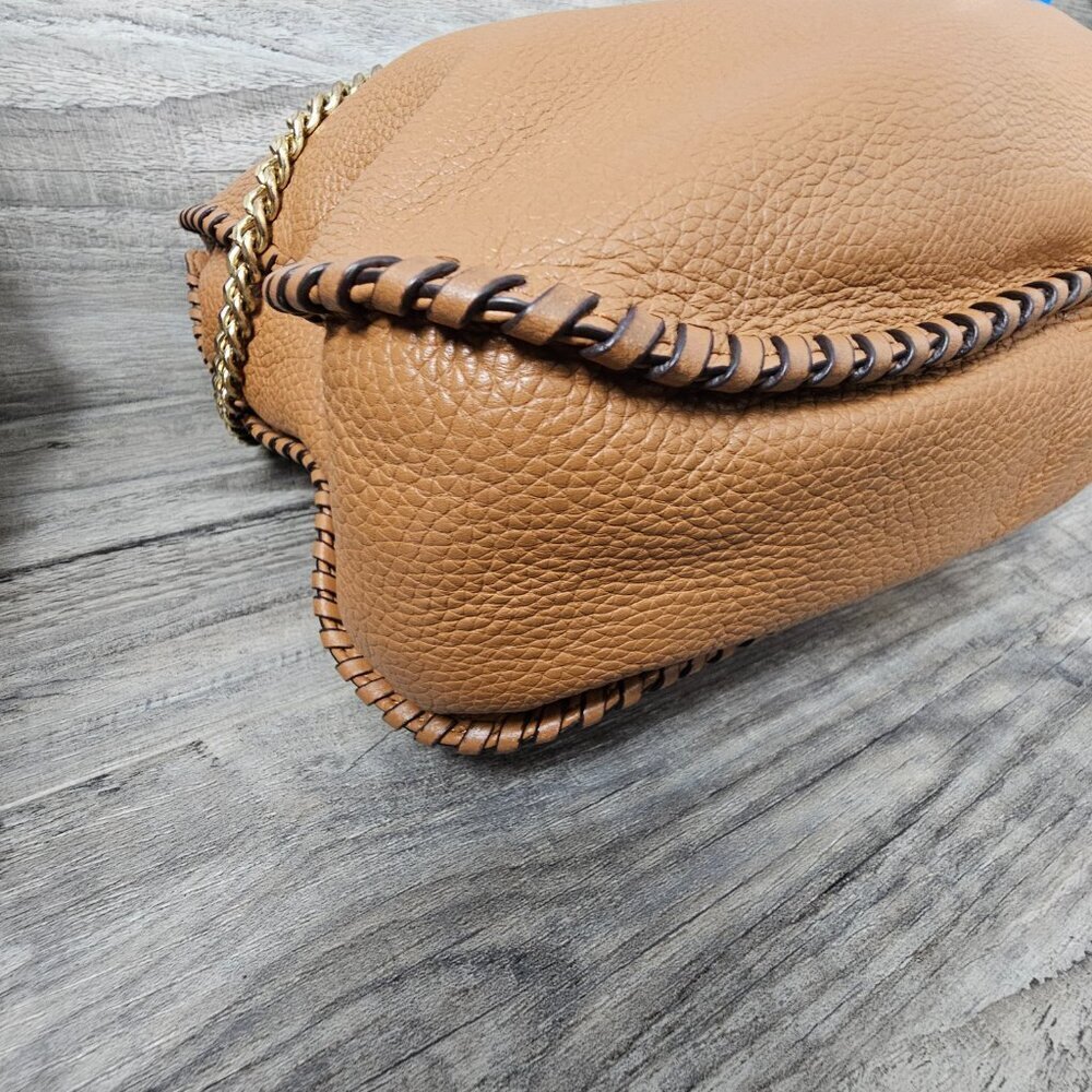 MICHAEL KORS Whipped Chelsea Brown Leather Gold Chain Large Shoulder Bag COA - Picture 11 of 15